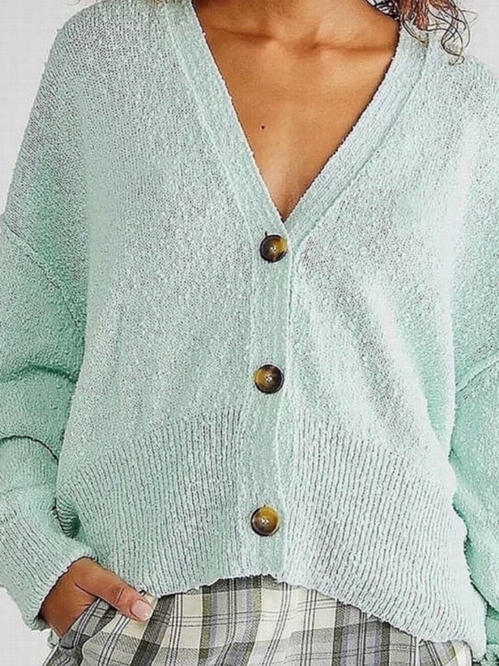 Free People Women's Found My Friend' Mint Cardi - Picture 2 of 2